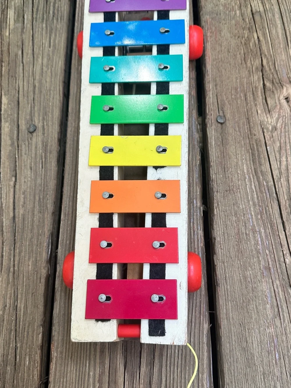 Vintage Fisher-Price Rainbow Xylophone Pull-A-Tune Retro Toy Model # 870